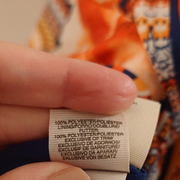 Blue and Orange RACHEL Rachel Roy Asymmetrical Ruffled Wrap Midi Dress - Picture 4 of 6